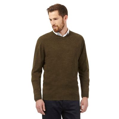 The Collection Big and tall olive v neck acrylic jumper